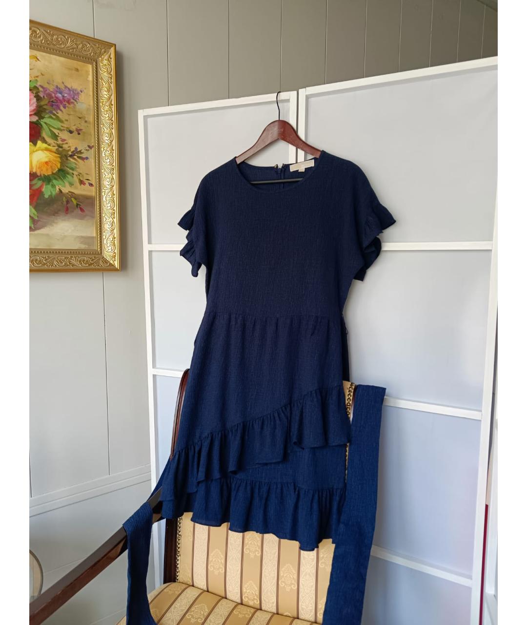 MICHAEL MICHAEL KORS Темно-синее вискозное повседневное платье, фото 5