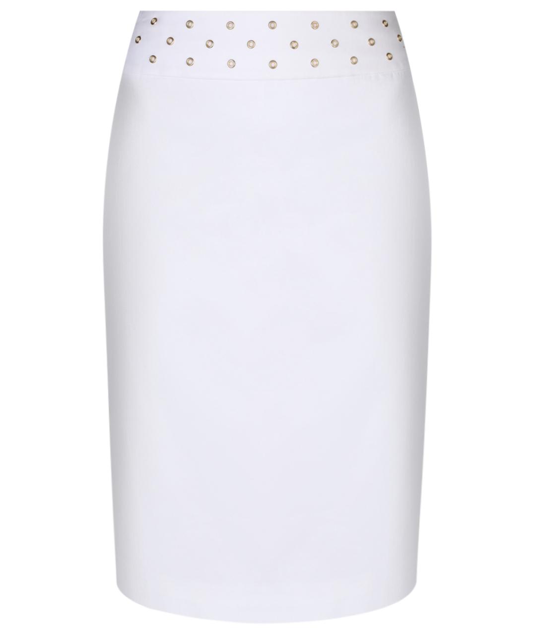 VERSACE Белая хлопко-эластановая юбка миди, фото 1