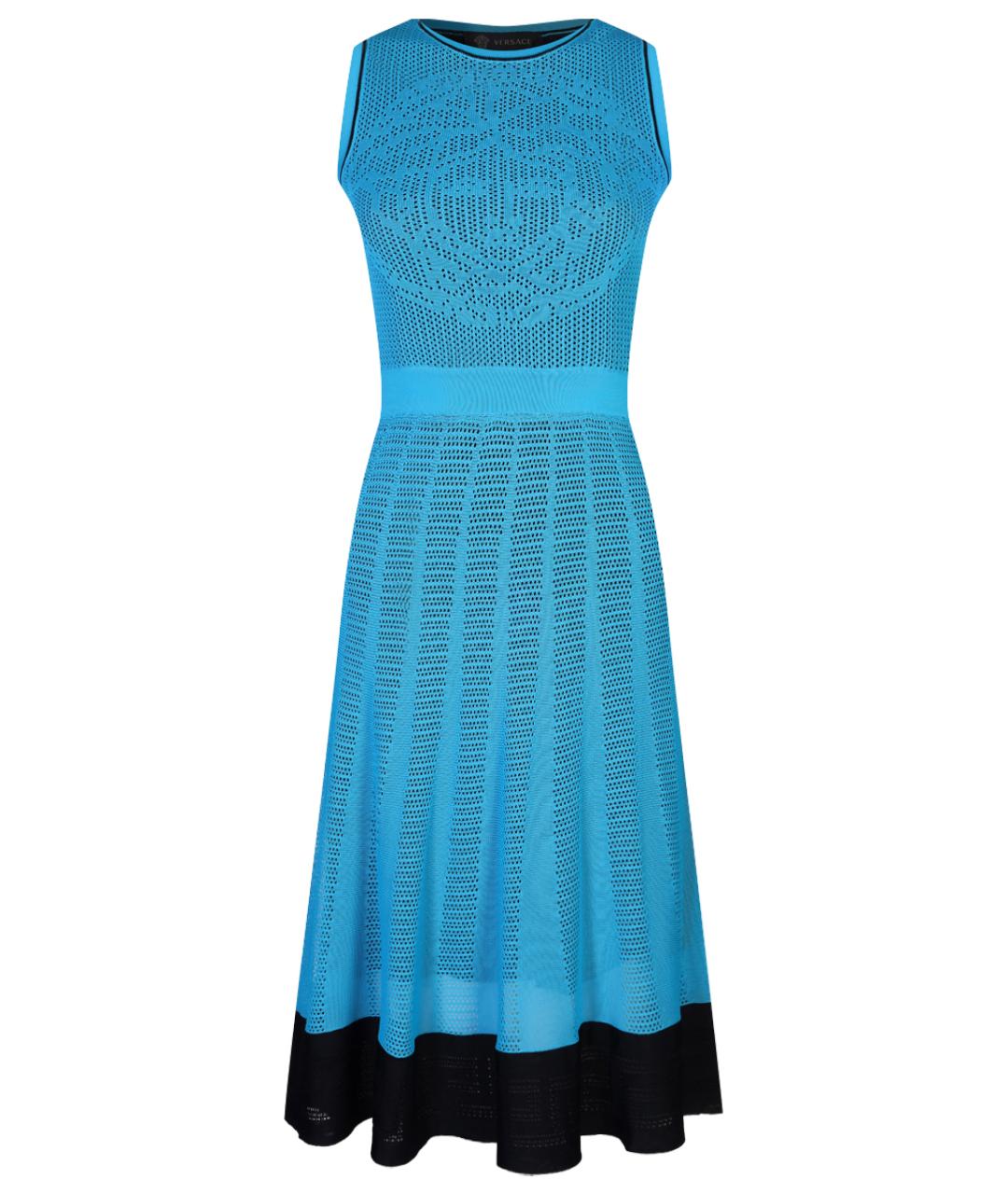 VERSACE Голубое вискозное повседневное платье, фото 1