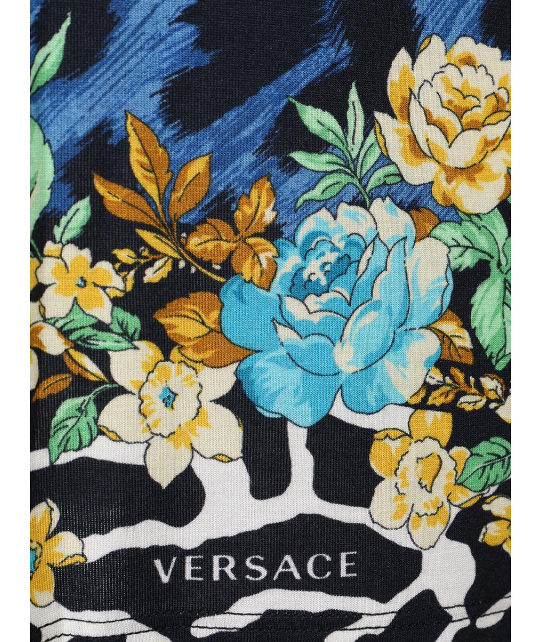 VERSACE Синее вискозное коктейльное платье, фото 3