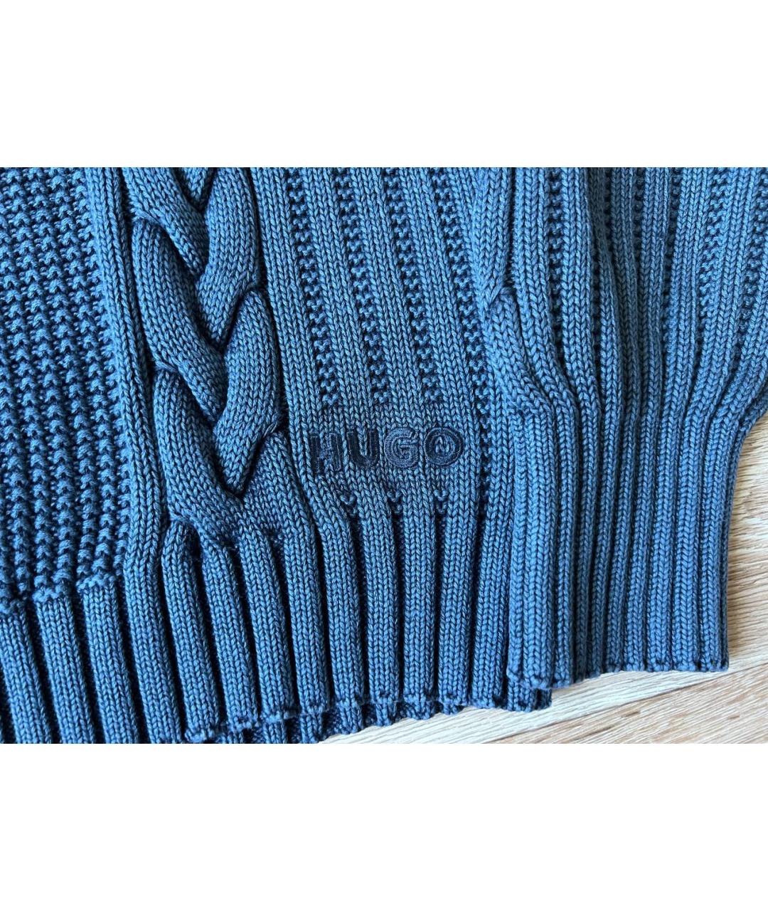HUGO BOSS Синий хлопковый джемпер / свитер, фото 2
