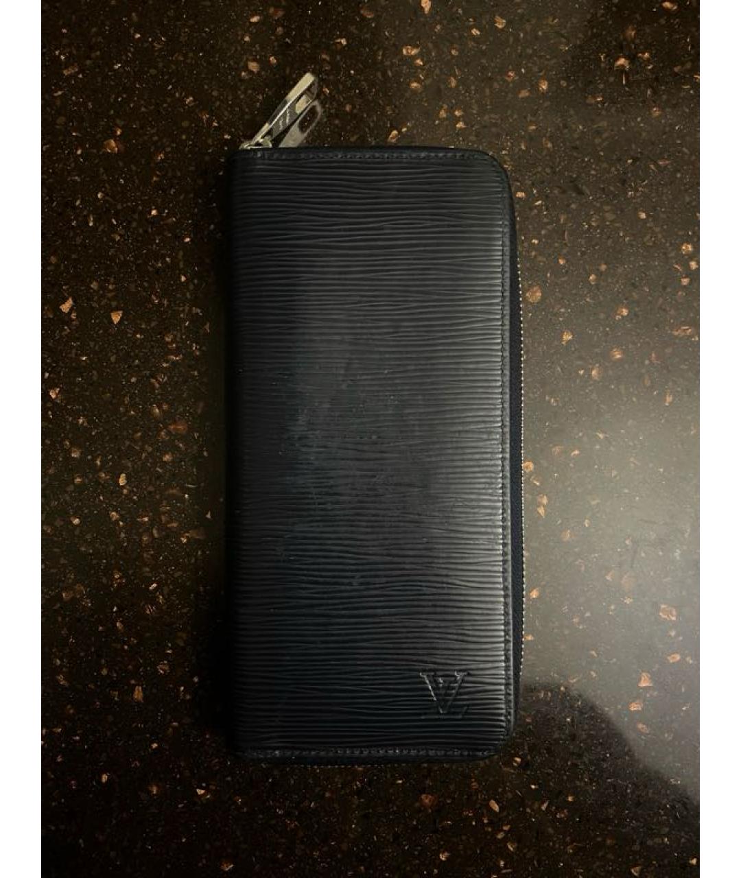 LOUIS VUITTON Черный кожаный кошелек, фото 8