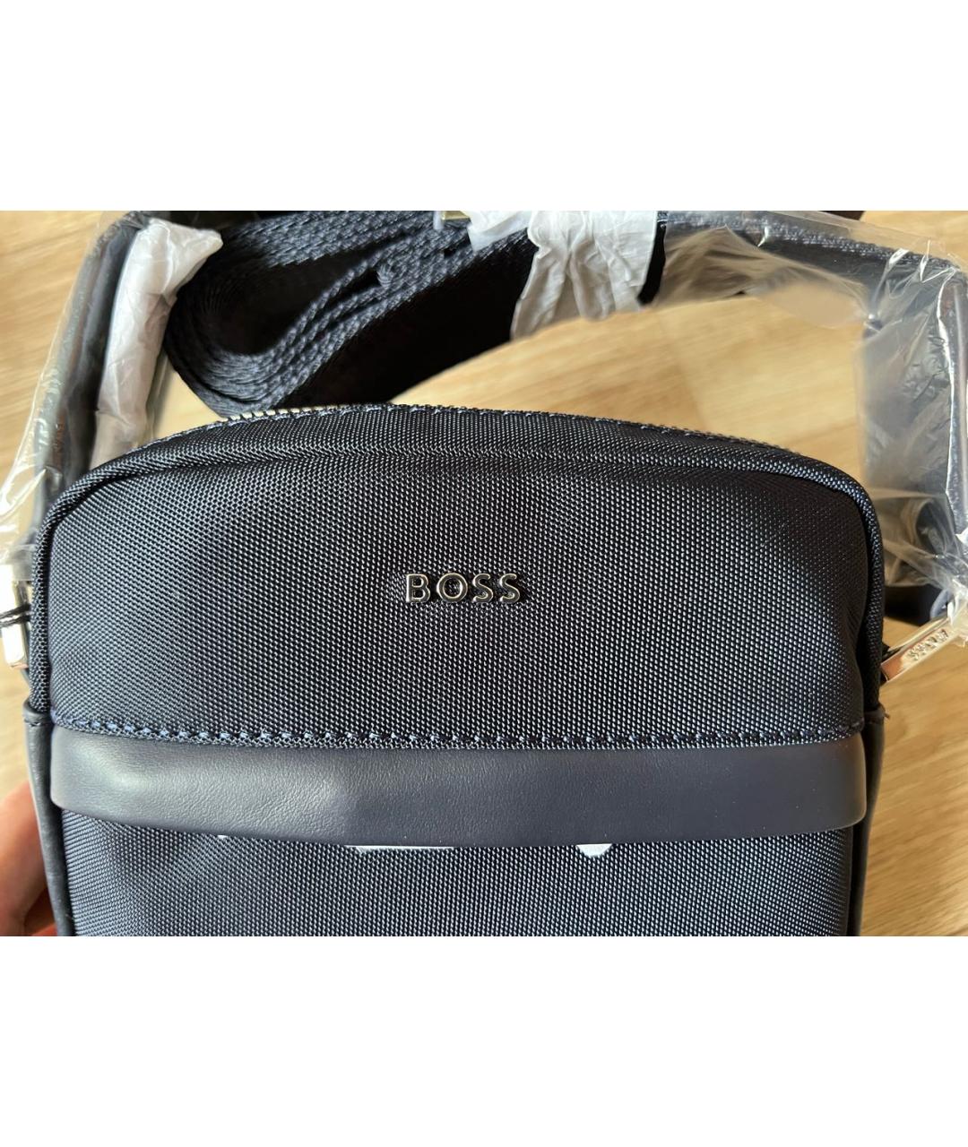 HUGO BOSS Темно-синяя тканевая сумка на плечо, фото 2