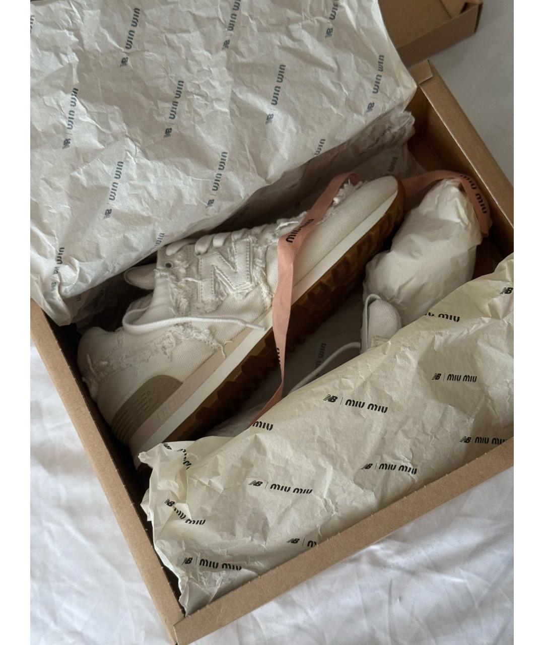 MIU MIU Белые текстильные кроссовки, фото 8