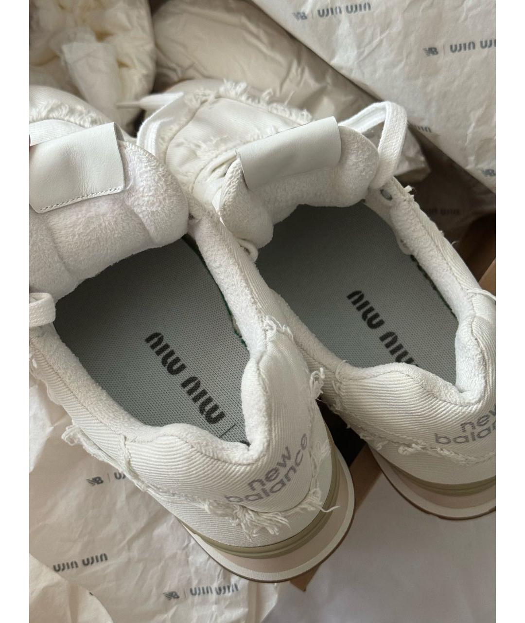 MIU MIU Белые текстильные кроссовки, фото 4