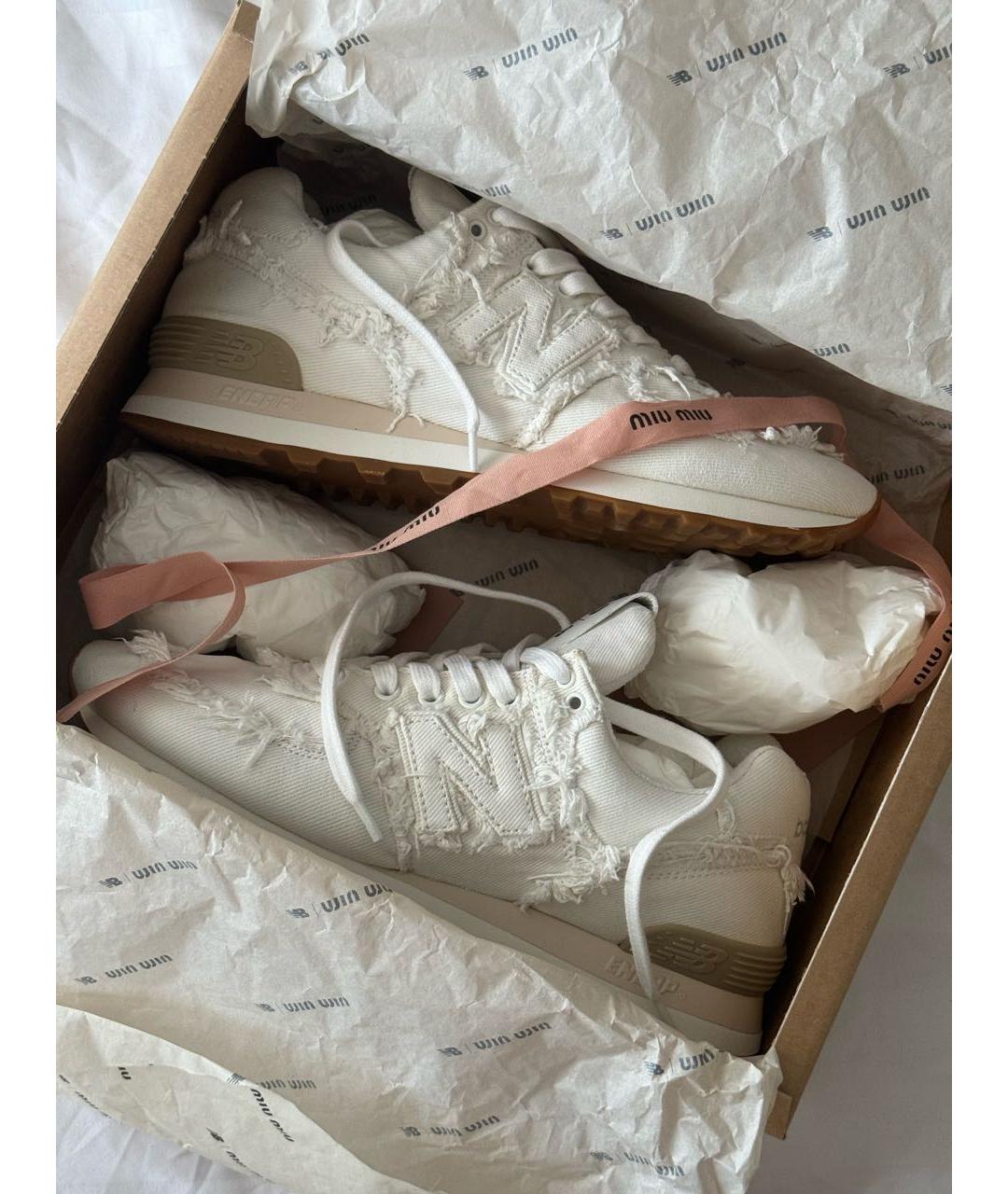 MIU MIU Белые текстильные кроссовки, фото 3