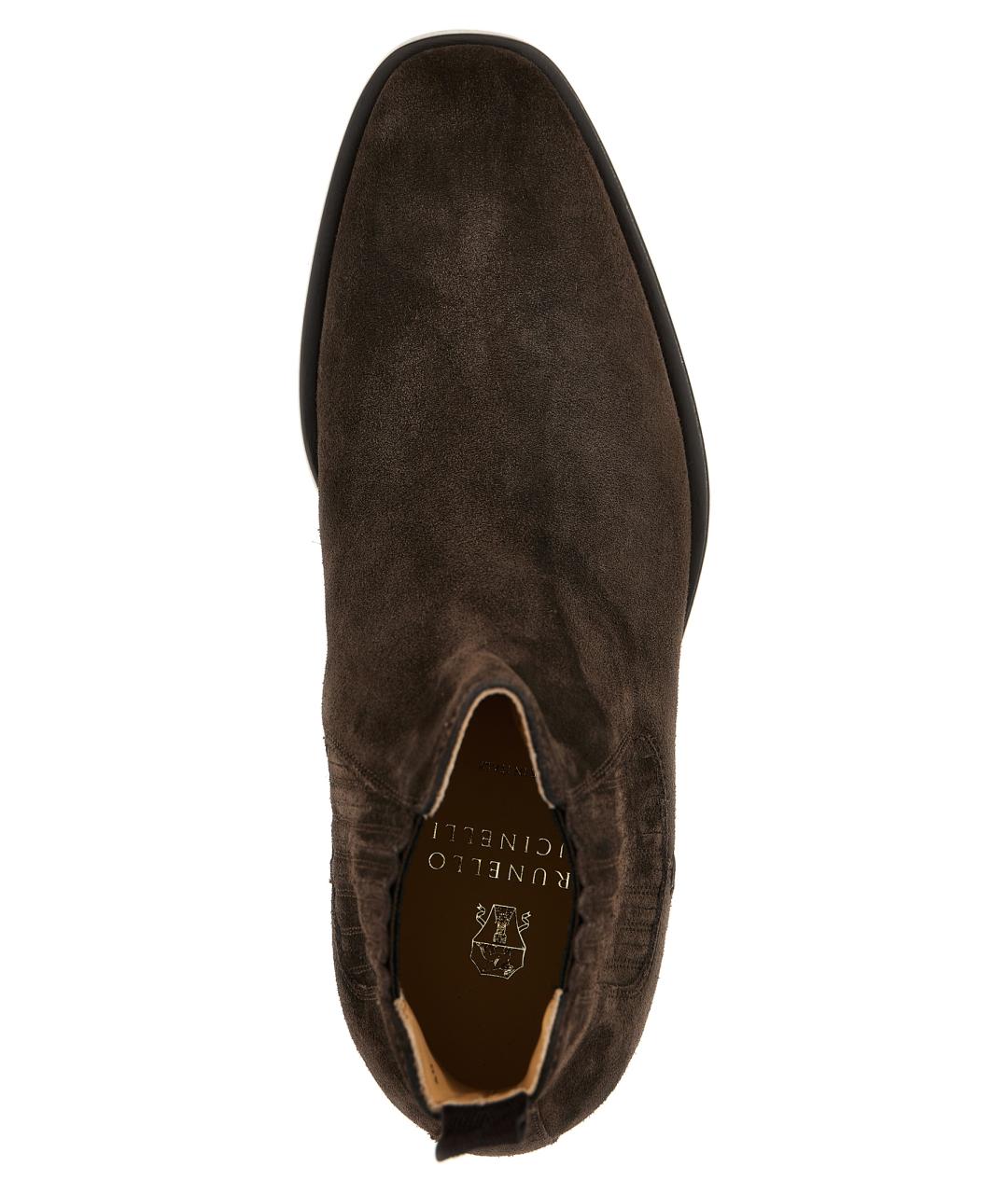 BRUNELLO CUCINELLI Коричневые кожаные высокие ботинки, фото 4