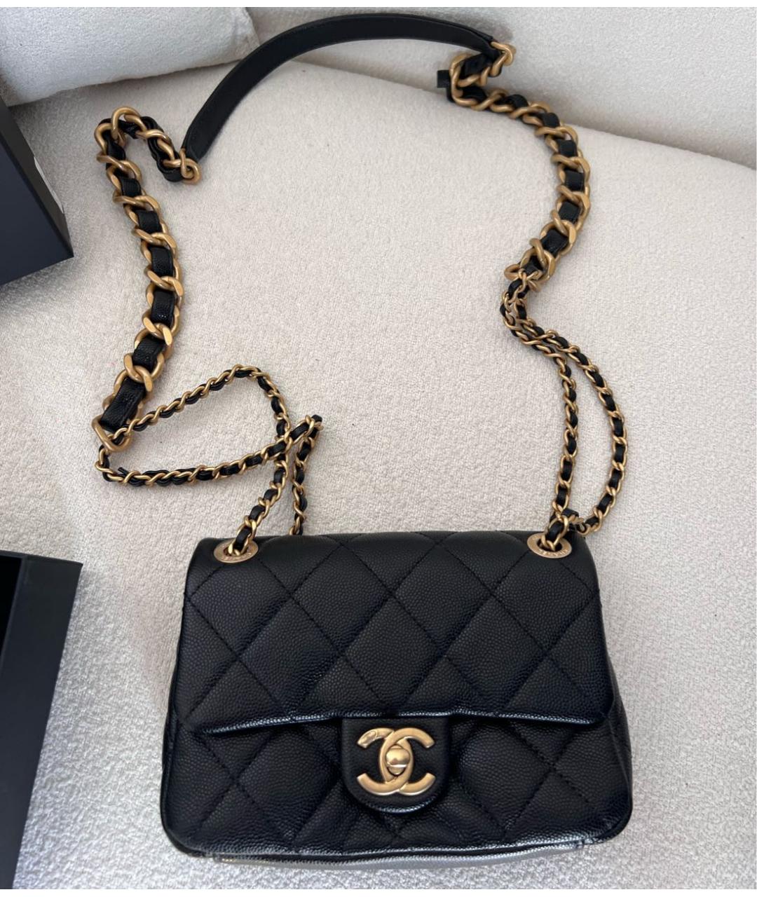 CHANEL PRE-OWNED Черная кожаная сумка через плечо, фото 8