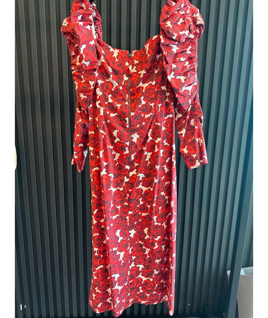 CAROLINA HERRERA Красное хлопко-эластановое вечернее платье, фото 2