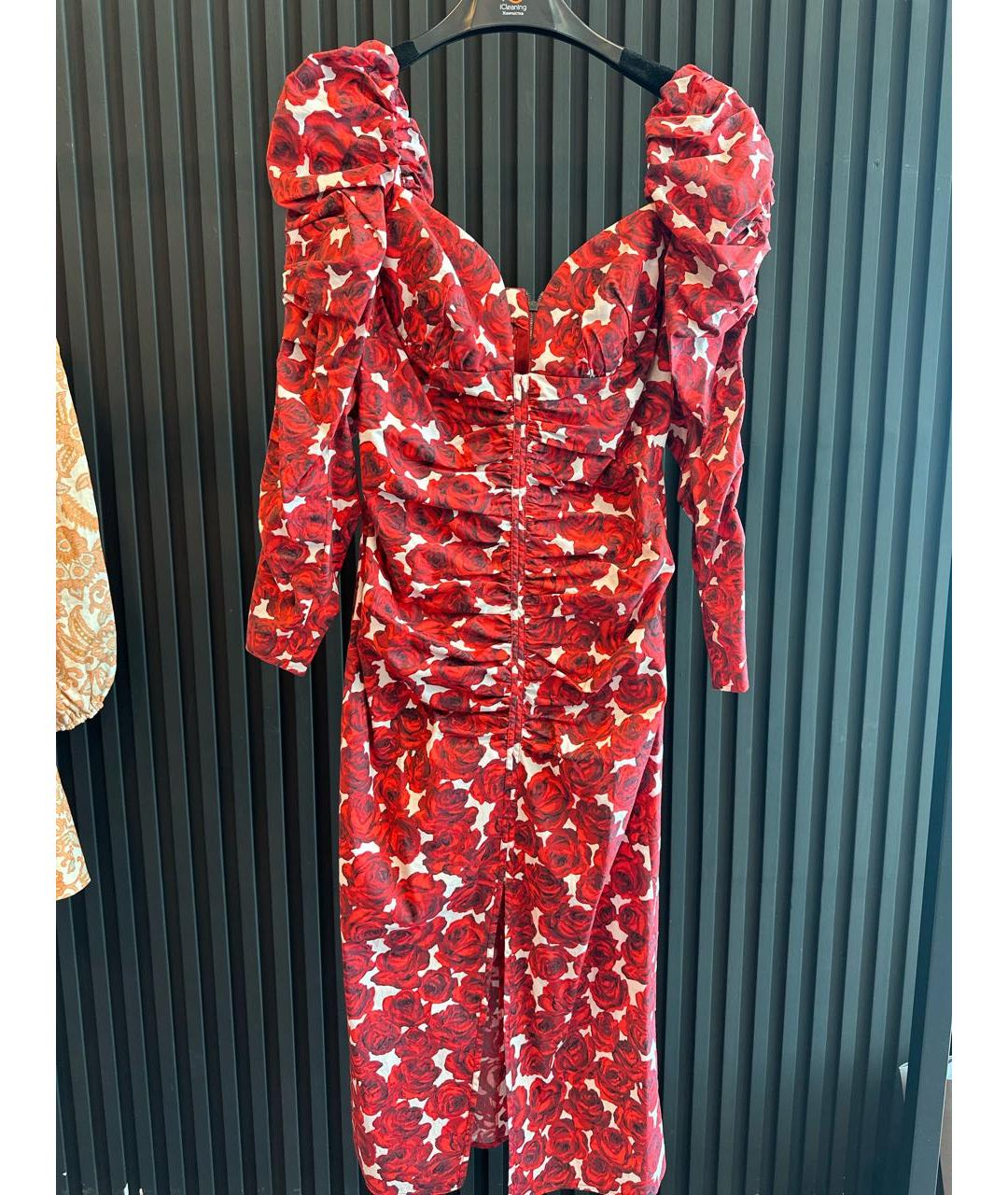 CAROLINA HERRERA Красное хлопко-эластановое вечернее платье, фото 5