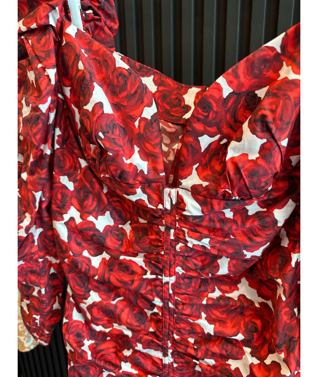 CAROLINA HERRERA Красное хлопко-эластановое вечернее платье, фото 4