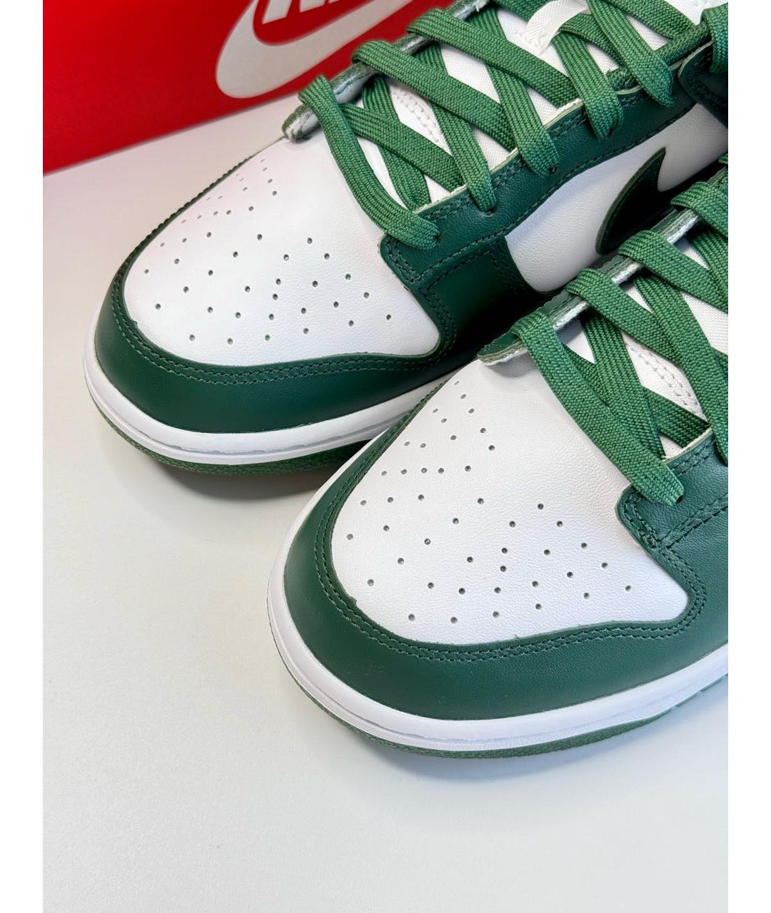 NIKE Зеленые кожаные низкие кроссовки / кеды, фото 4