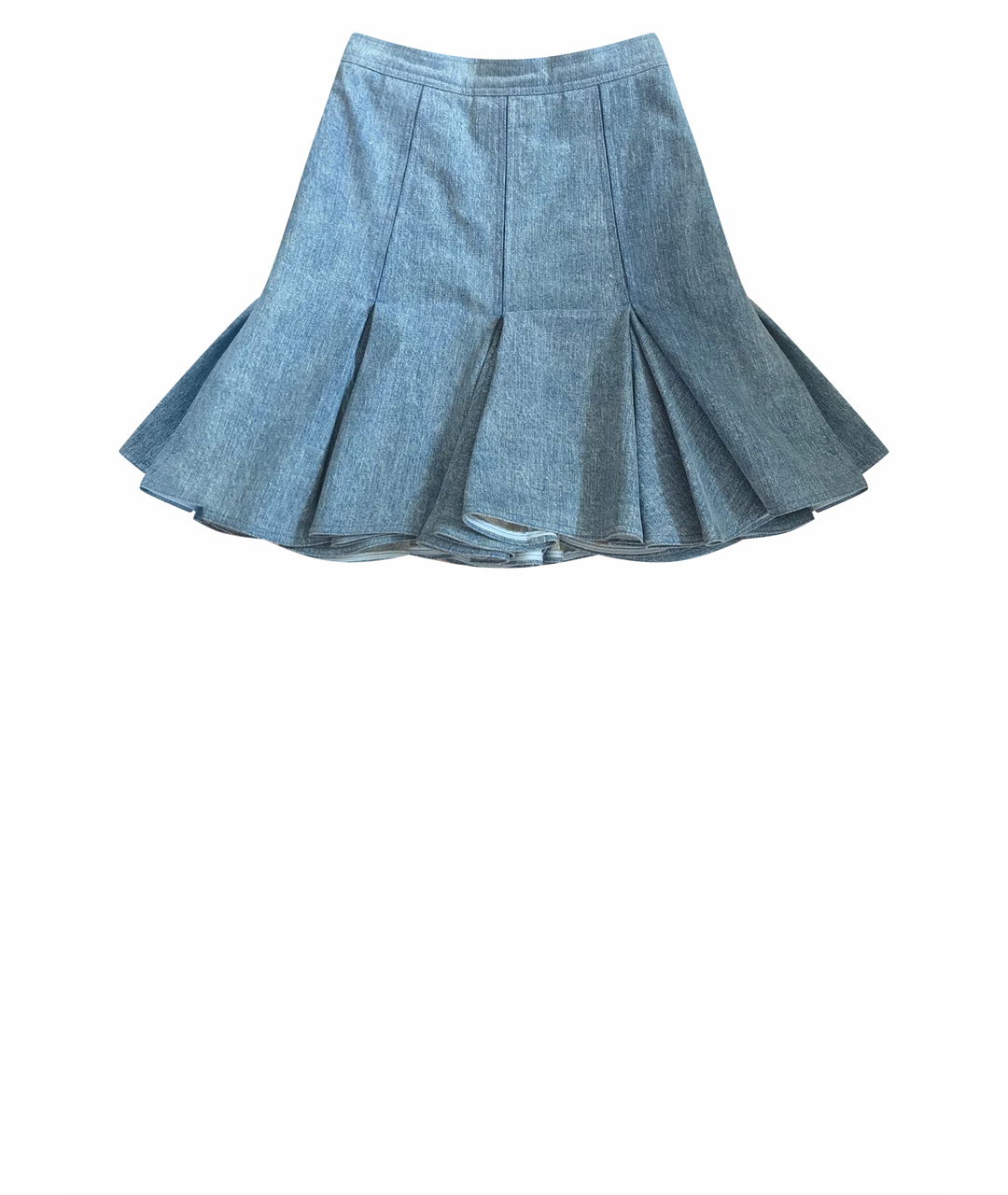 BALMAIN Голубая деним юбка мини, фото 1