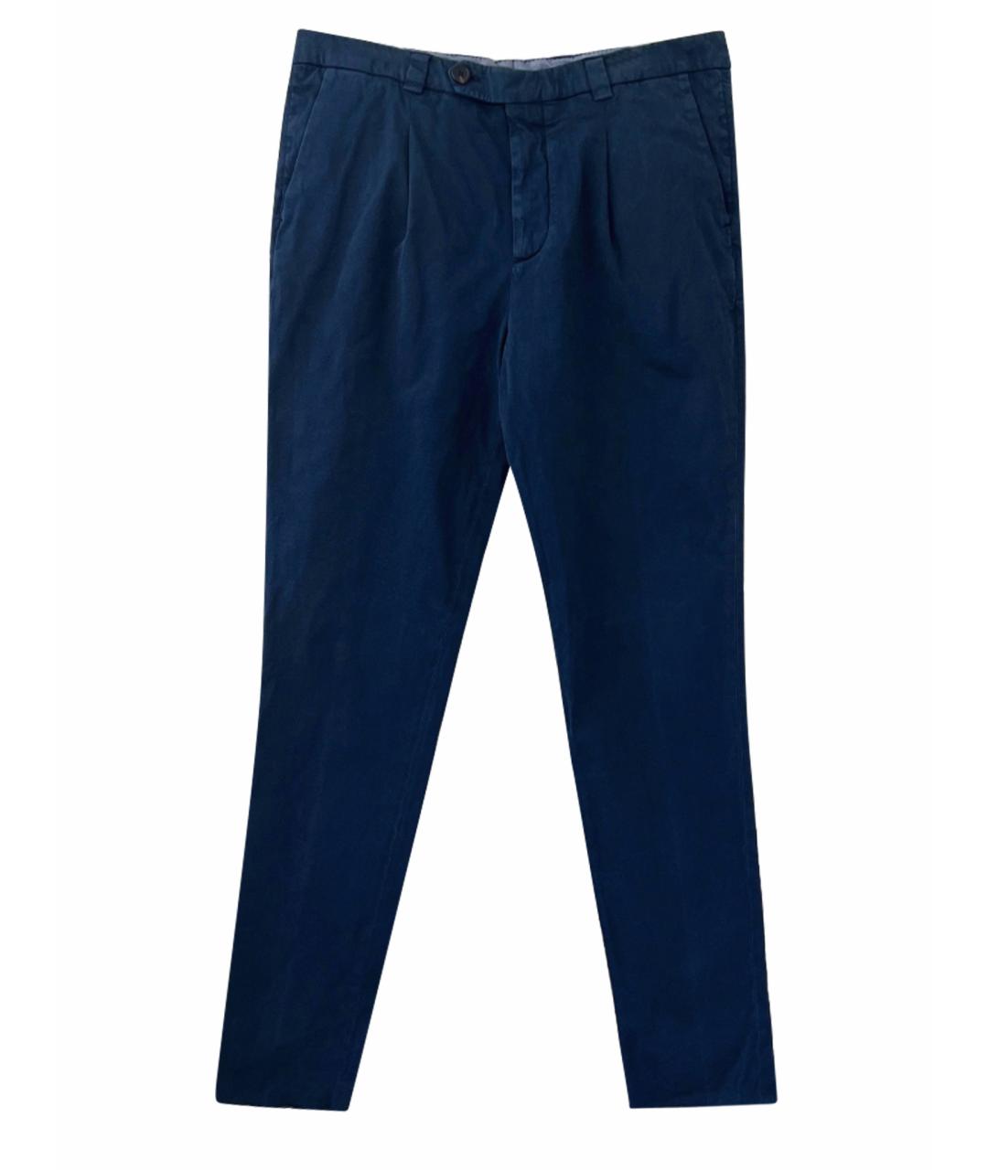 BRUNELLO CUCINELLI Темно-синие хлопко-эластановые брюки чинос, фото 1