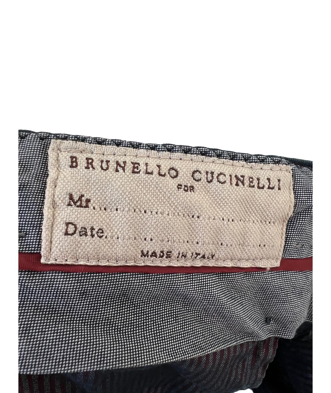 BRUNELLO CUCINELLI Темно-синие хлопко-эластановые брюки чинос, фото 3