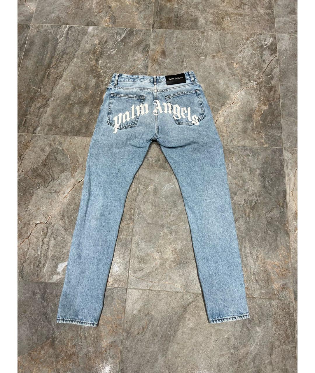PALM ANGELS Голубые хлопковые джинсы скинни, фото 9