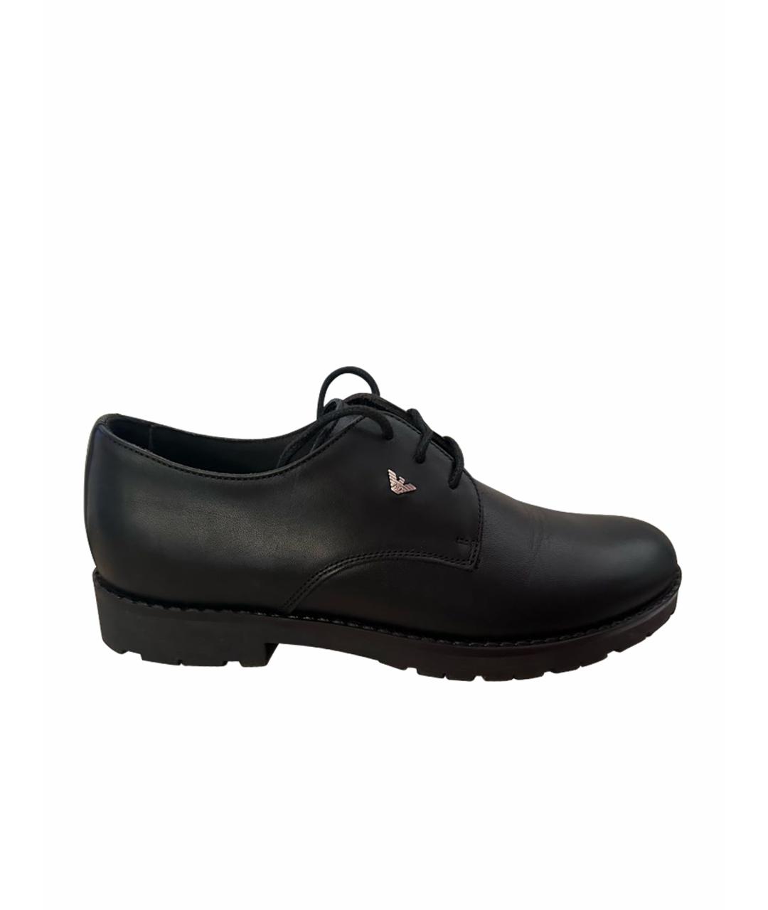 EMPORIO ARMANI Черные кожаные ботинки, фото 1