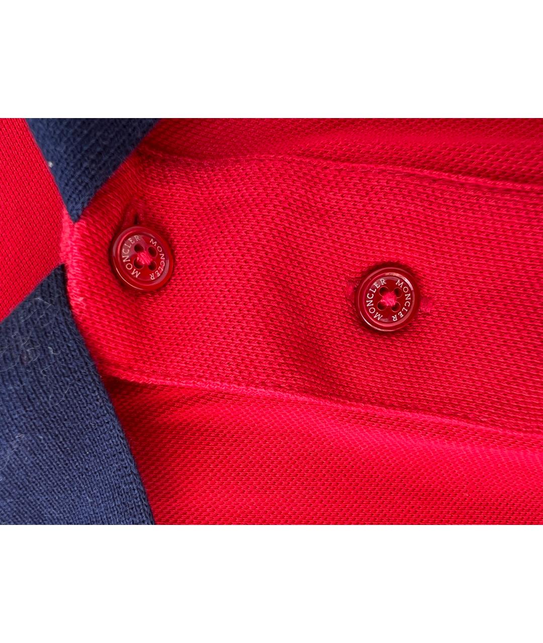MONCLER Красное хлопковое поло с коротким рукавом, фото 4