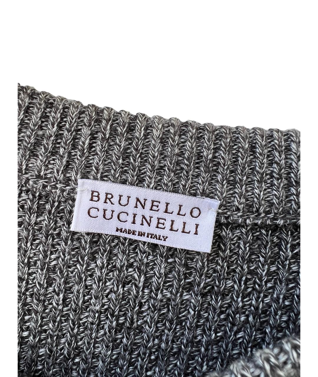 BRUNELLO CUCINELLI Серый хлопковый джемпер / свитер, фото 4