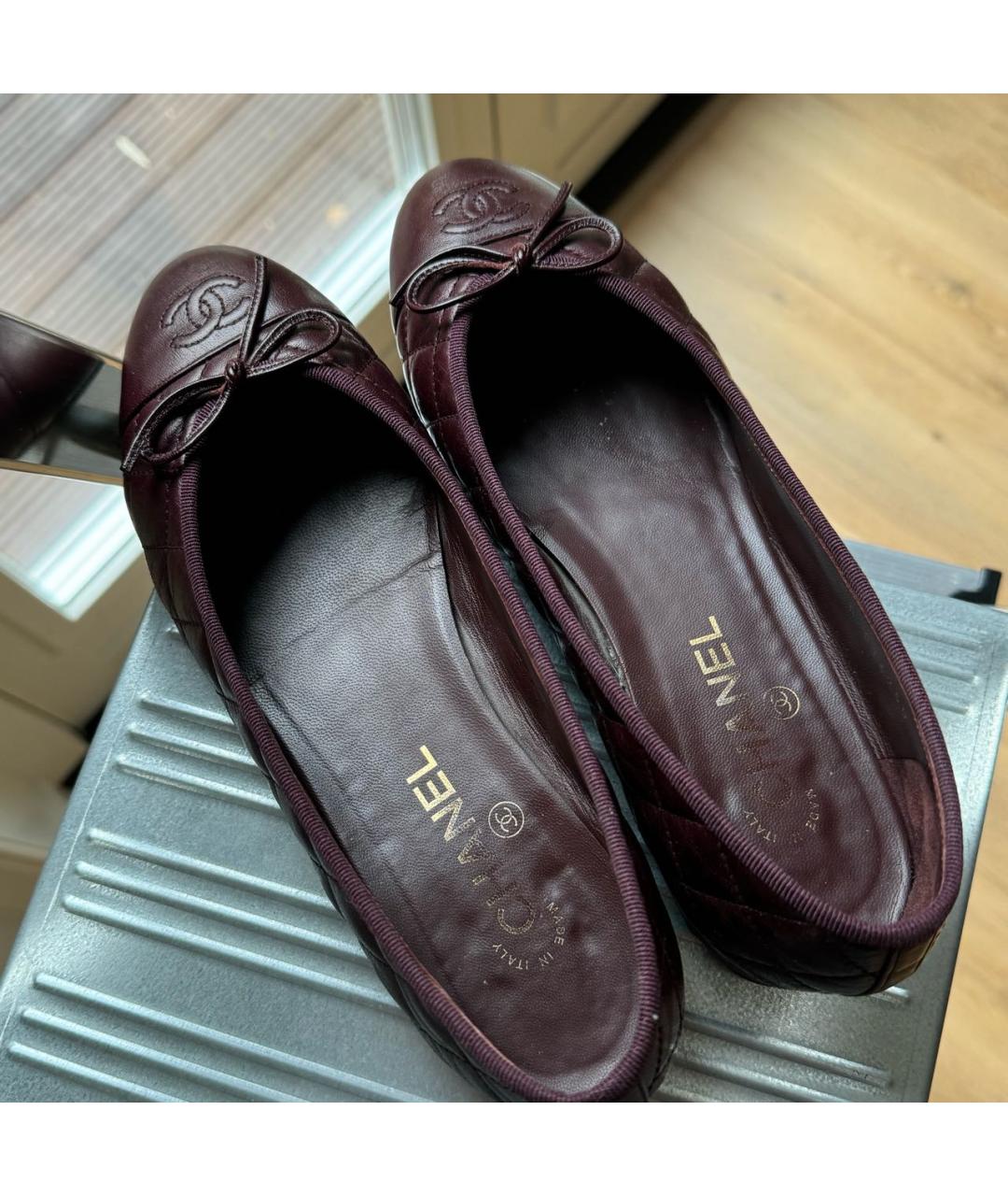 CHANEL Бордовые кожаные балетки, фото 4