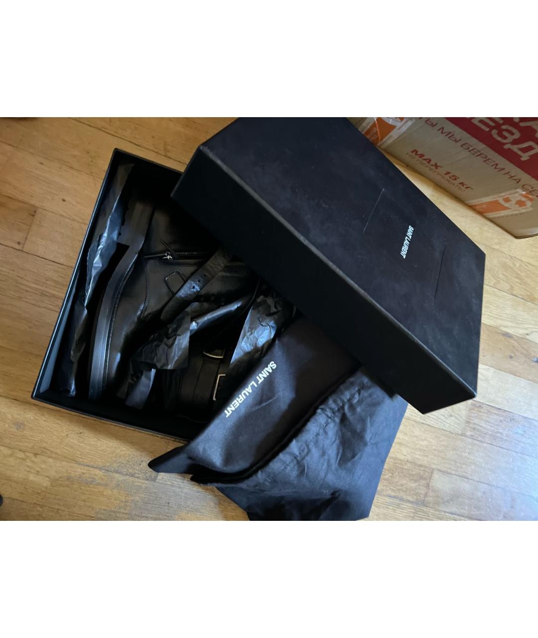 SAINT LAURENT Черные кожаные ботинки, фото 6
