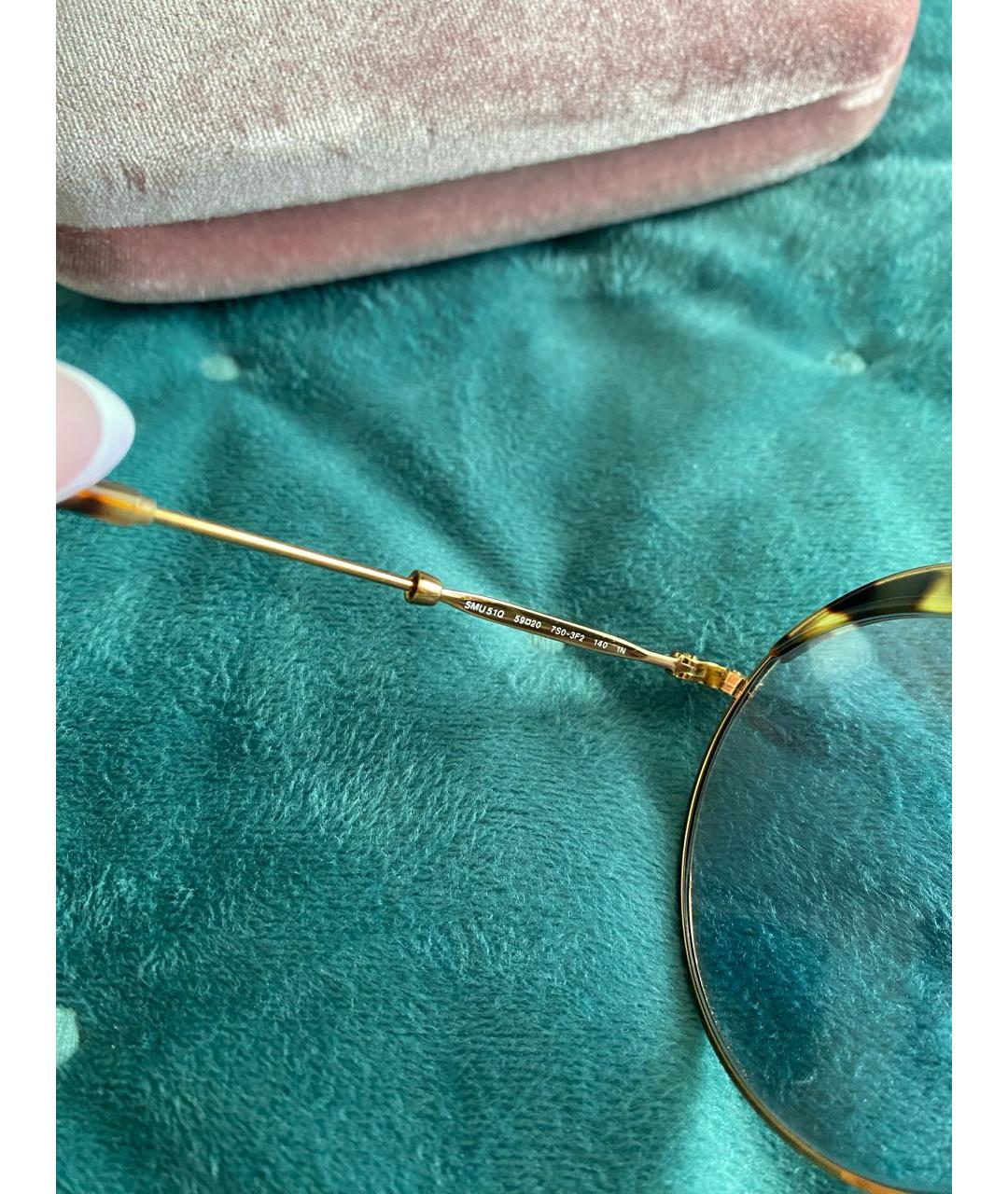 MIU MIU Золотые металлические солнцезащитные очки, фото 7