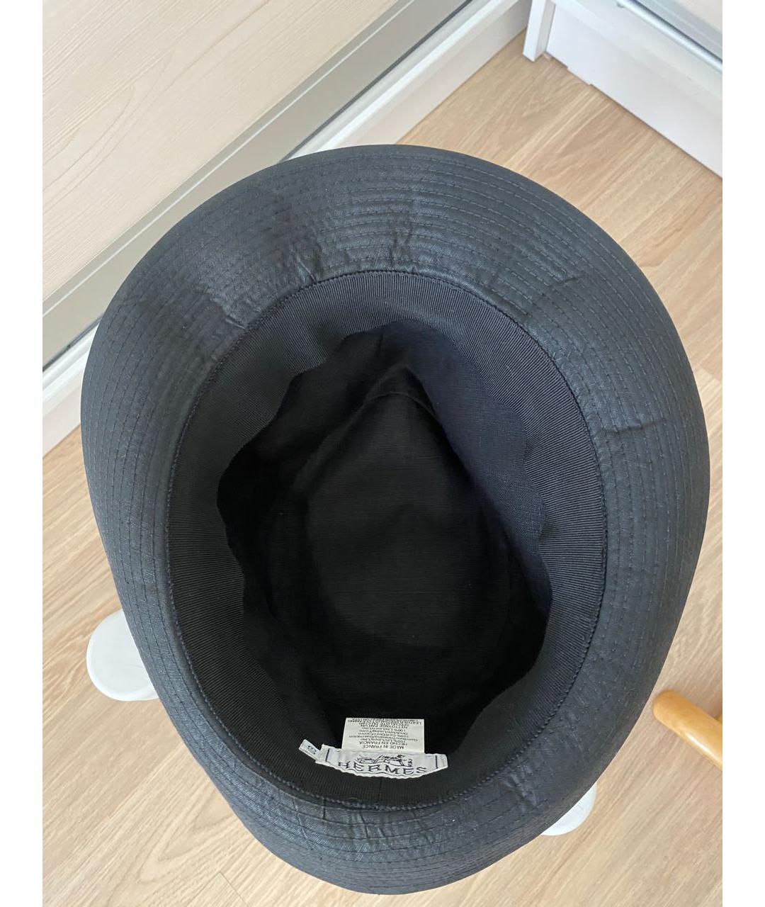HERMES PRE-OWNED Черная льняная шляпа, фото 4