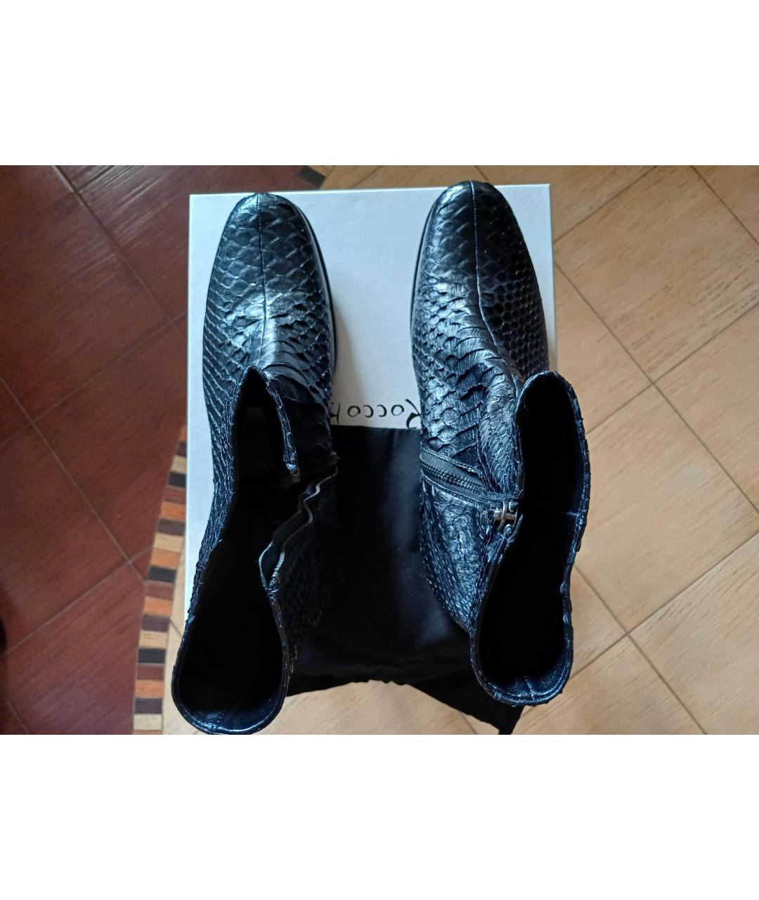 ROCCO P. Черные высокие ботинки из экзотической кожи, фото 3
