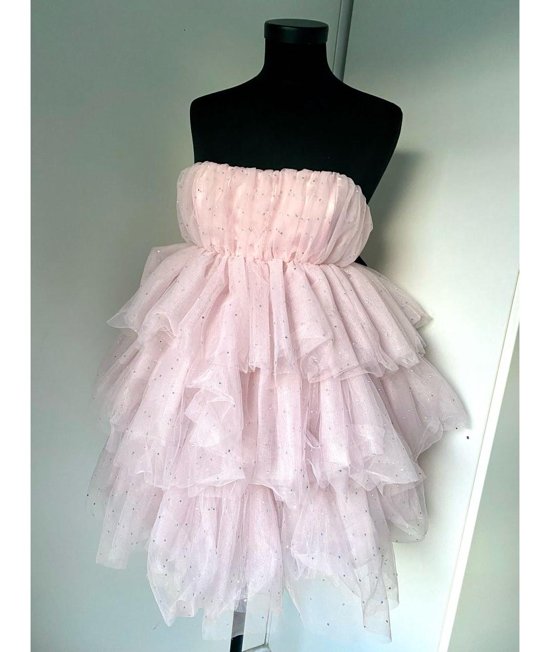 ROTATE Розовое сетчатое коктейльное платье, фото 8