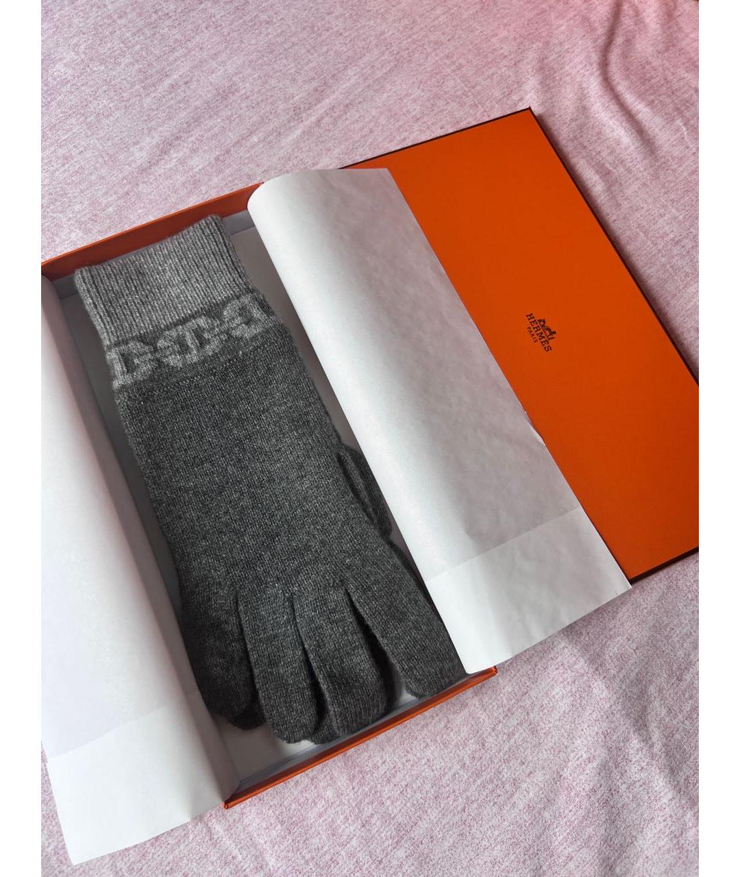 HERMES PRE-OWNED Серые кашемировые перчатки, фото 2