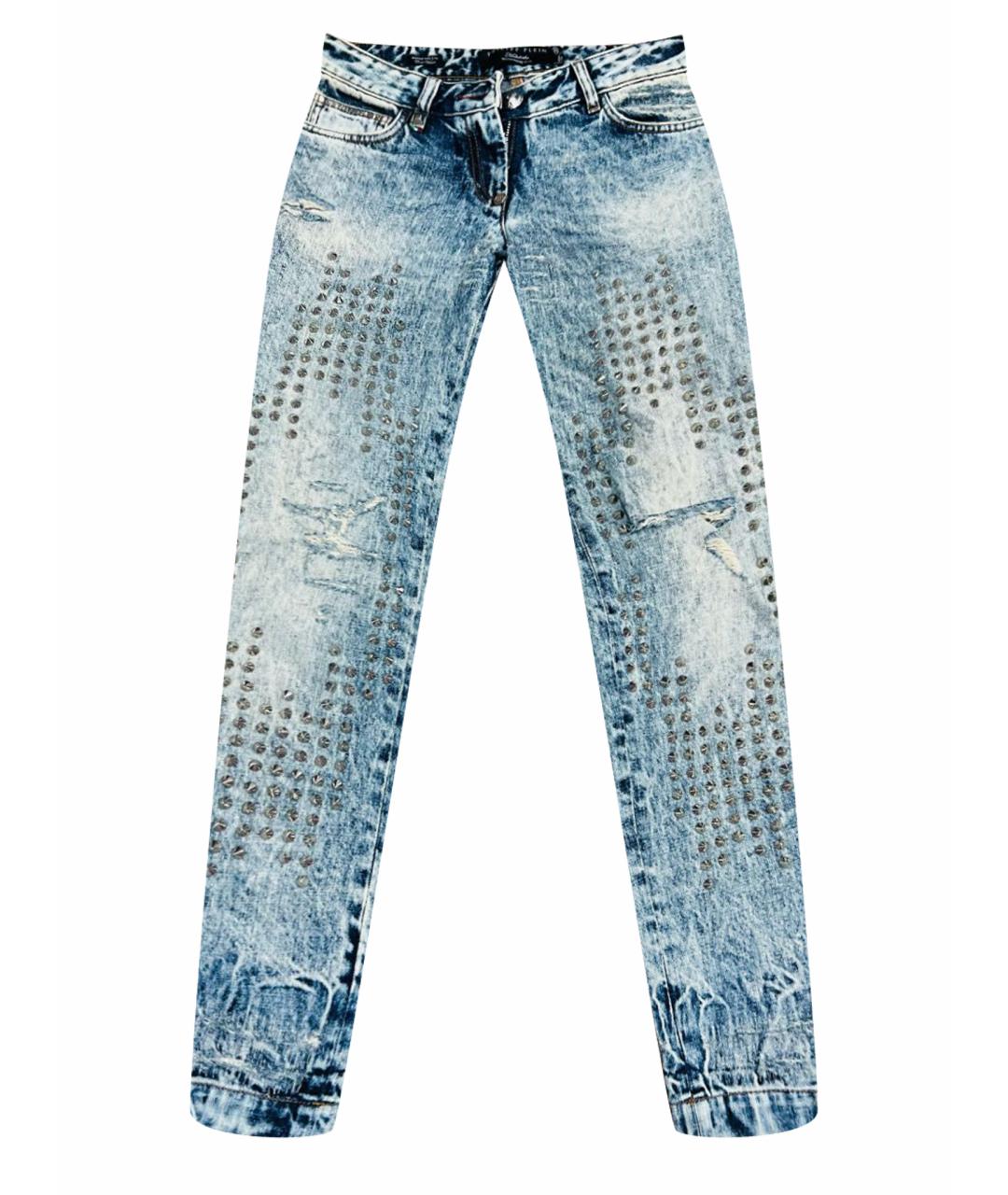 PHILIPP PLEIN Голубые прямые джинсы, фото 1