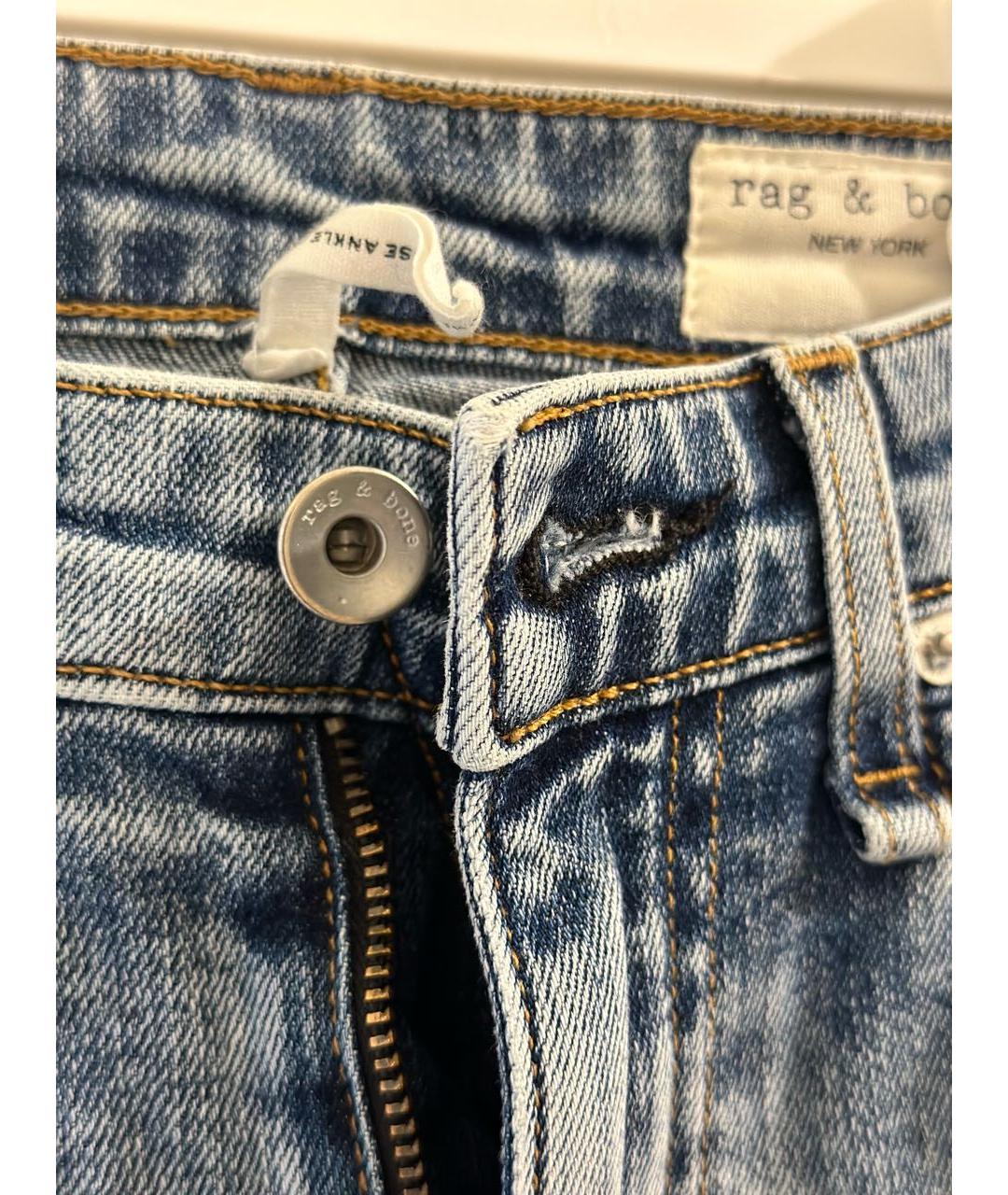 RAG&BONE Синие хлопковые прямые джинсы, фото 4