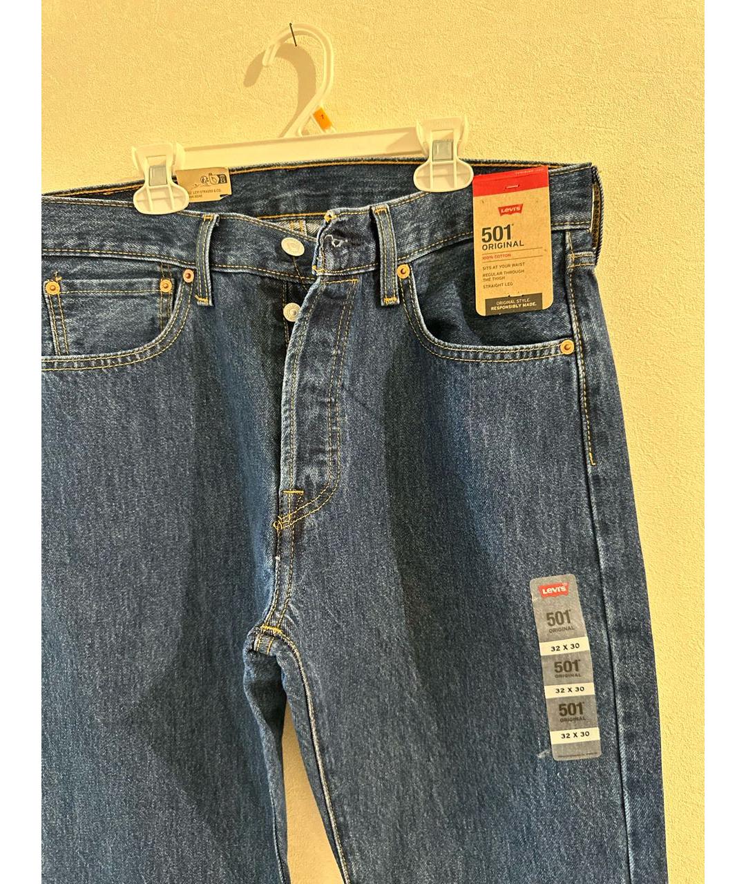 LEVI'S Темно-синие хлопковые прямые джинсы, фото 3