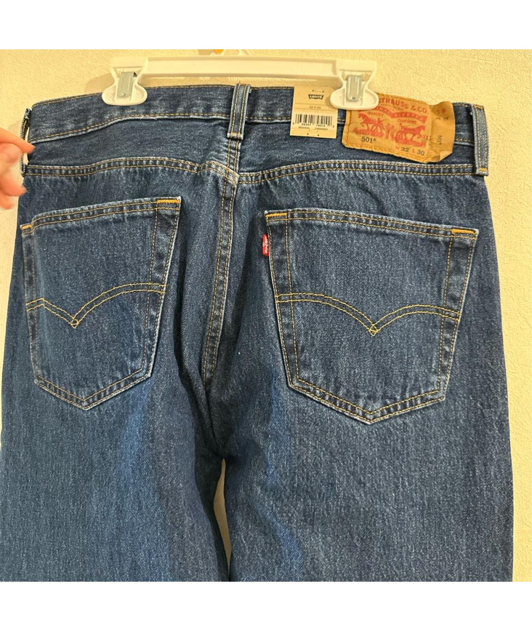 LEVI'S Темно-синие хлопковые прямые джинсы, фото 4