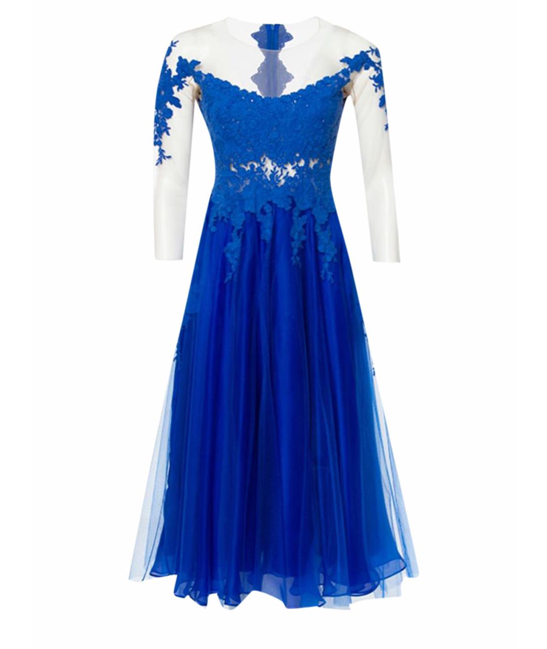 RHEA COSTA Синее кружевное вечернее платье, фото 1