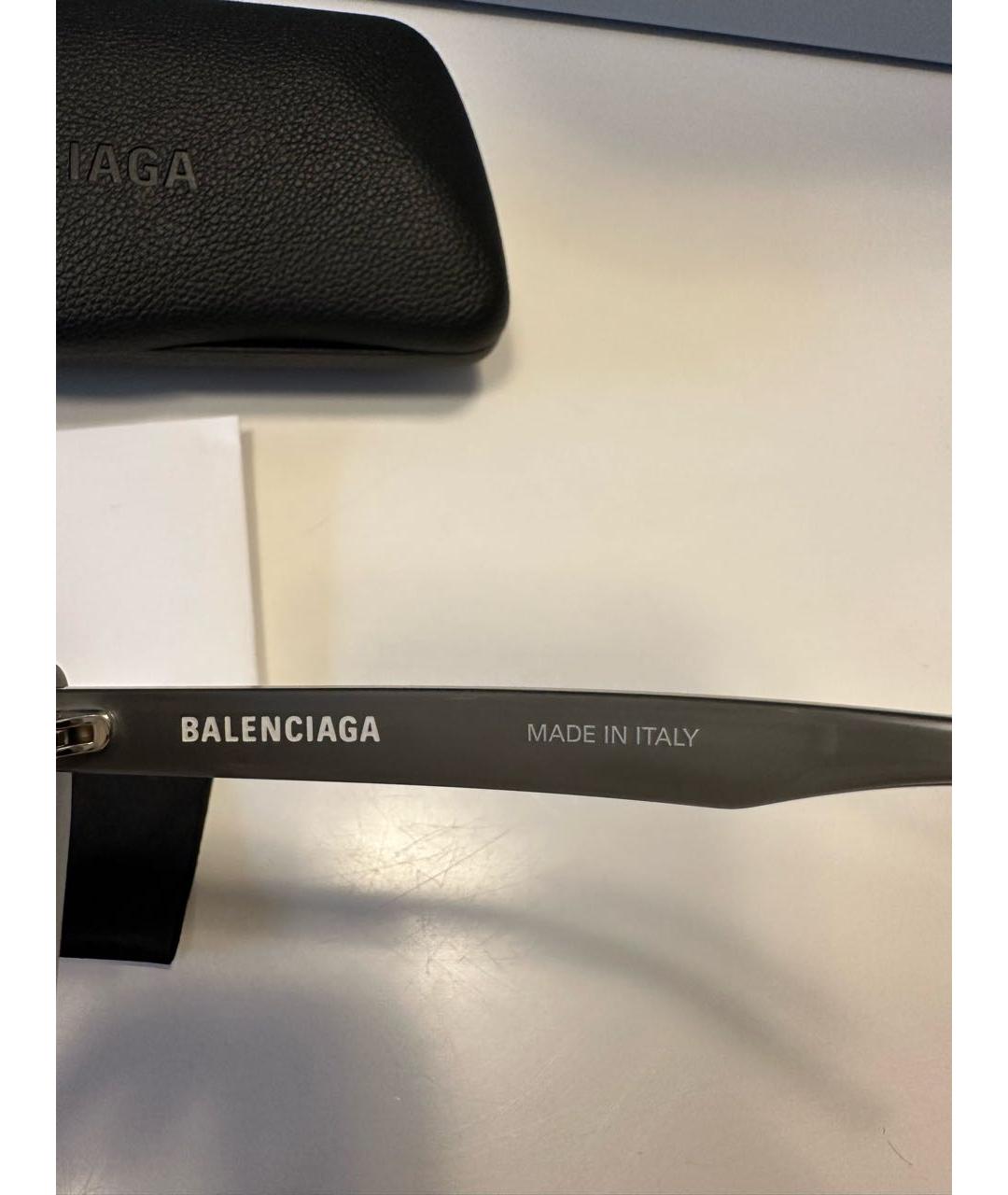 BALENCIAGA Серебряные пластиковые солнцезащитные очки, фото 6