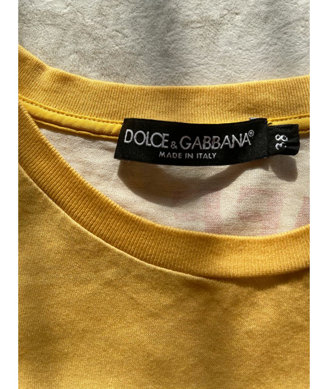 DOLCE&GABBANA Желтая хлопковая футболка, фото 5