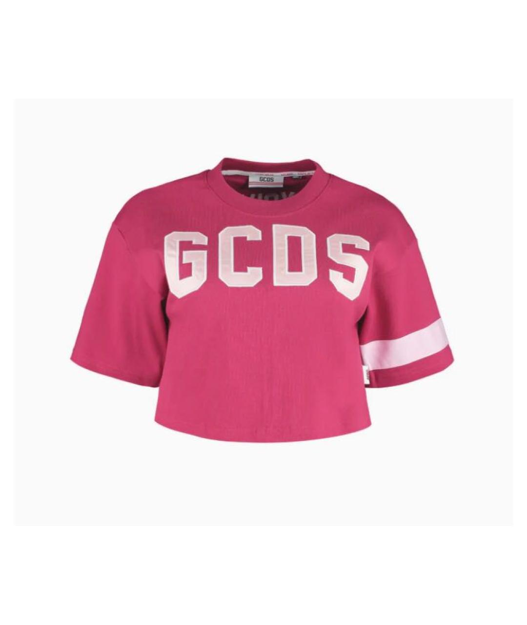 GCDS Фуксия хлопковая футболка, фото 3