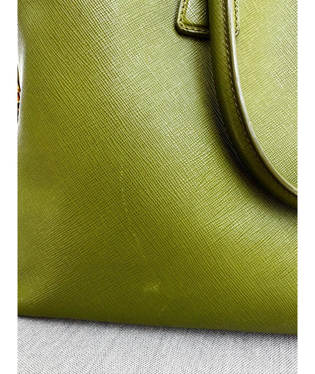 PRADA Зеленая кожаная сумка тоут, фото 6