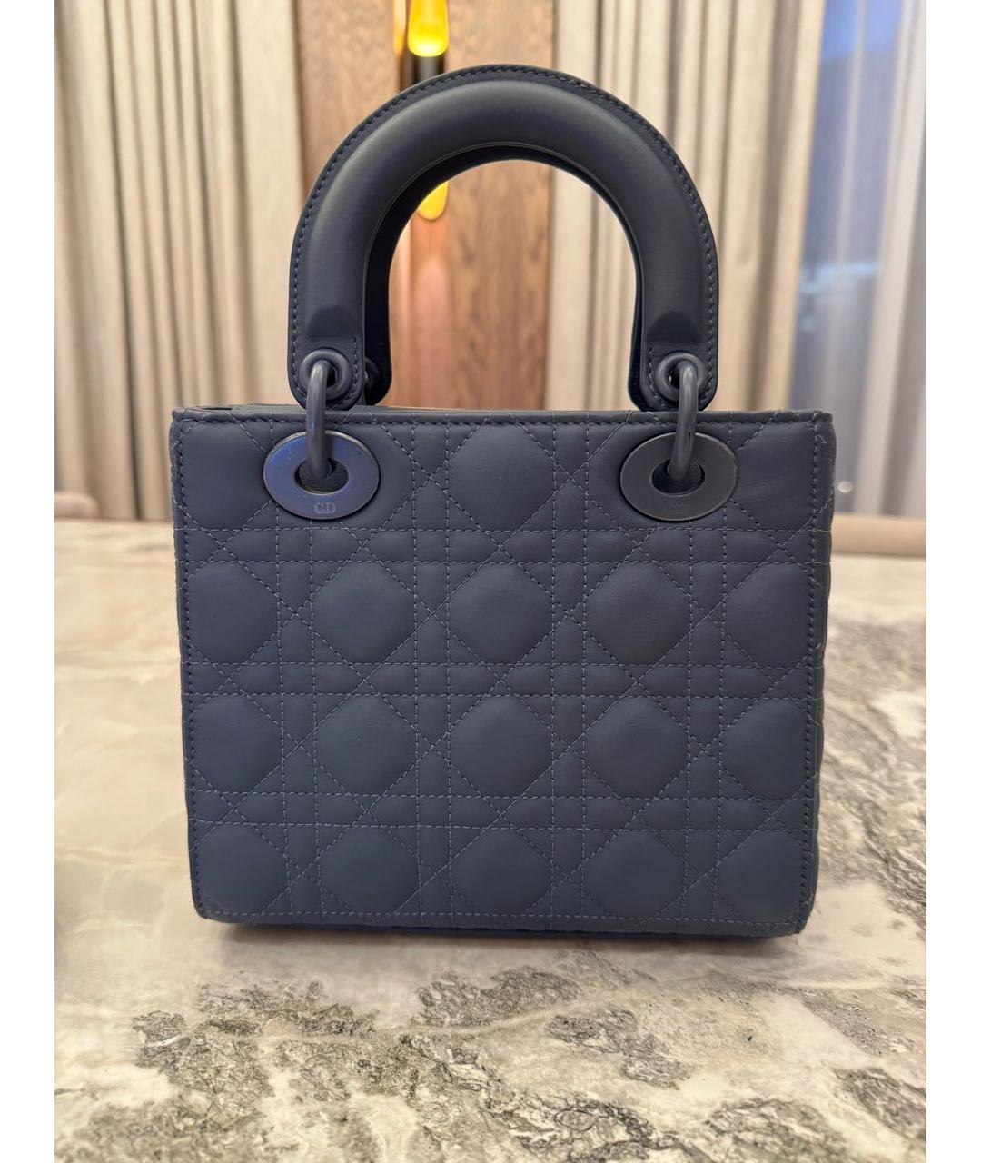 CHRISTIAN DIOR PRE-OWNED Темно-синяя кожаная сумка с короткими ручками, фото 3