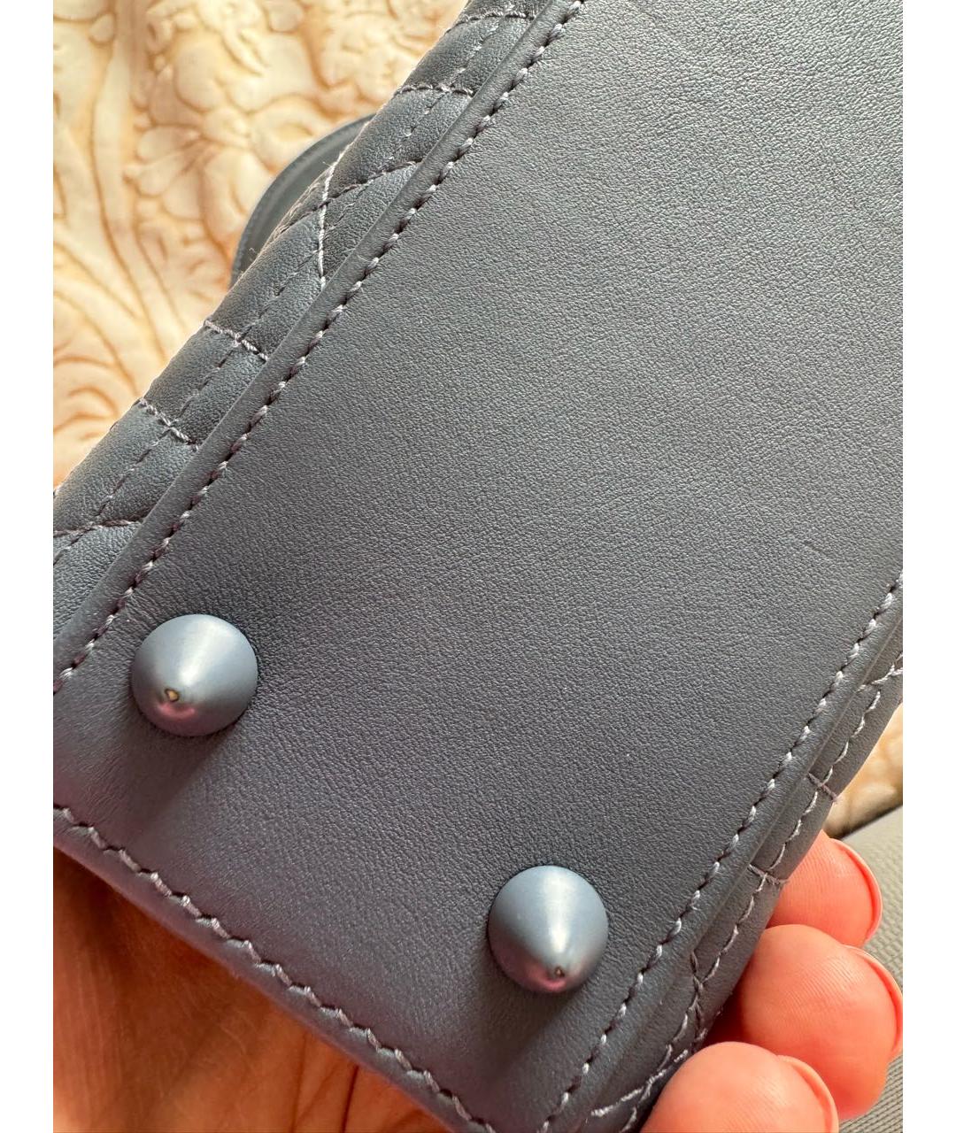 CHRISTIAN DIOR Темно-синяя кожаная сумка с короткими ручками, фото 6