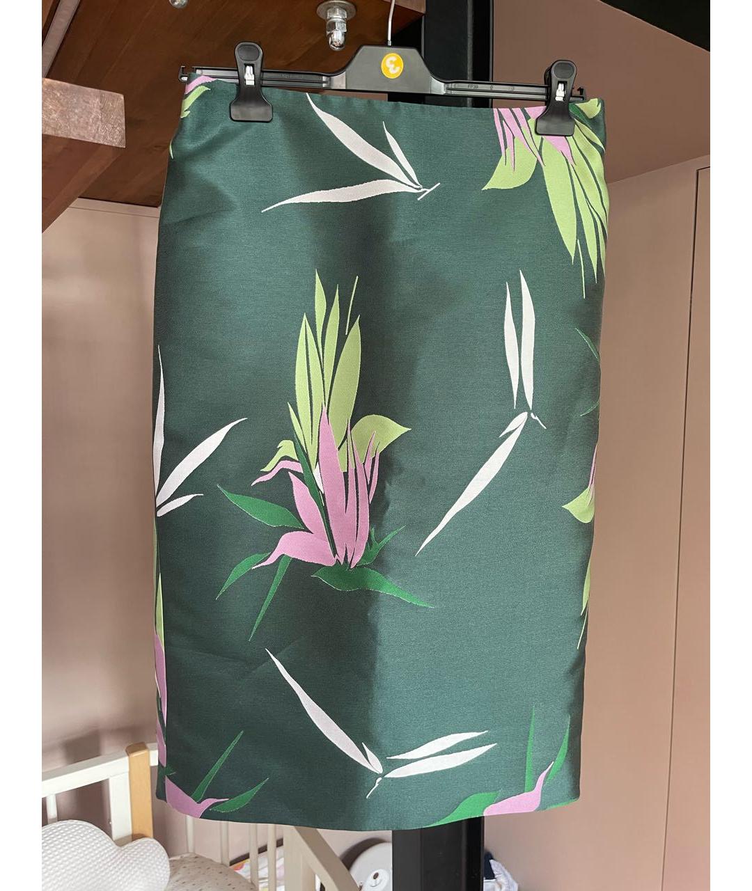 MARNI Зеленая шелковая юбка миди, фото 8