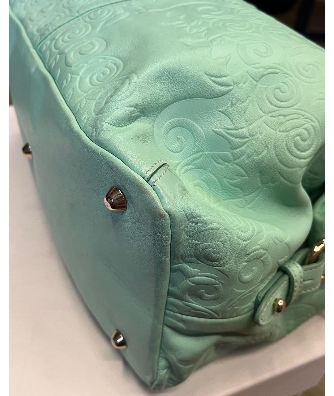 VERSACE COLLECTION Бирюзовая кожаная сумка тоут, фото 7