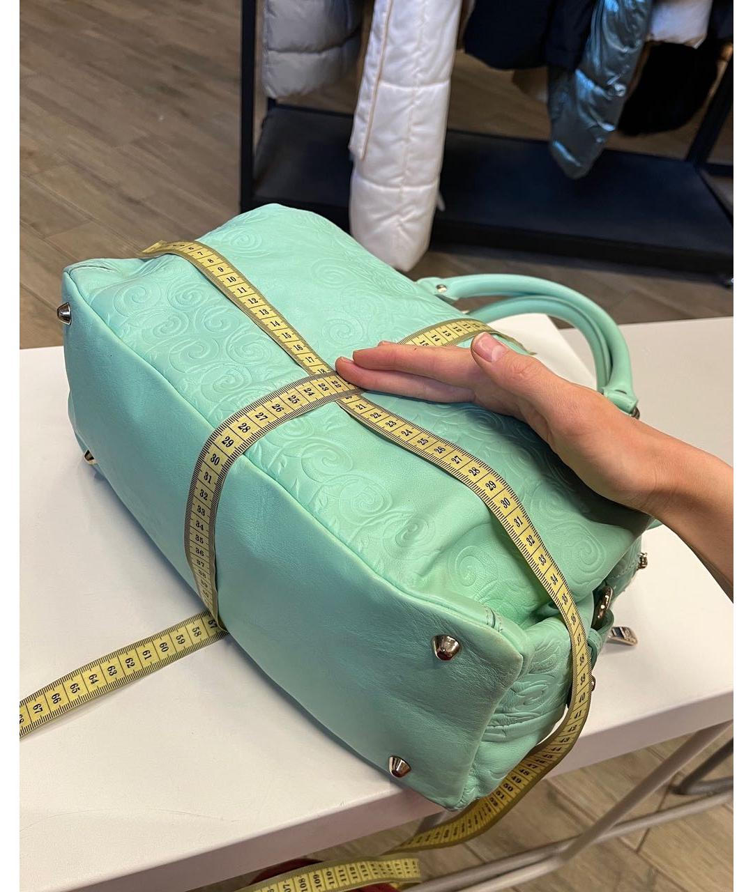 VERSACE COLLECTION Бирюзовая кожаная сумка тоут, фото 8