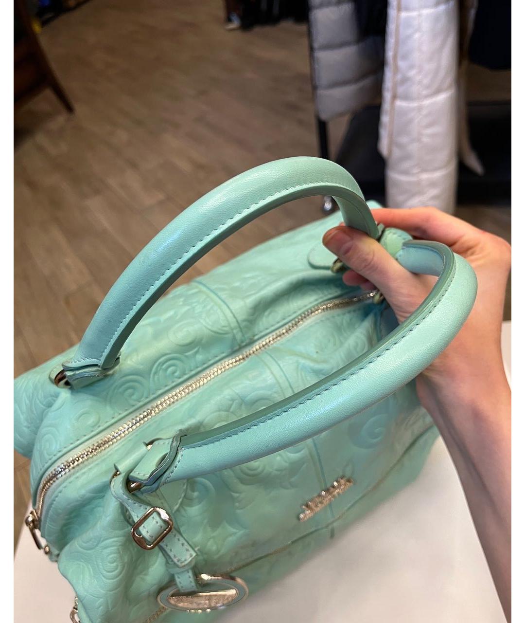 VERSACE COLLECTION Бирюзовая кожаная сумка тоут, фото 5