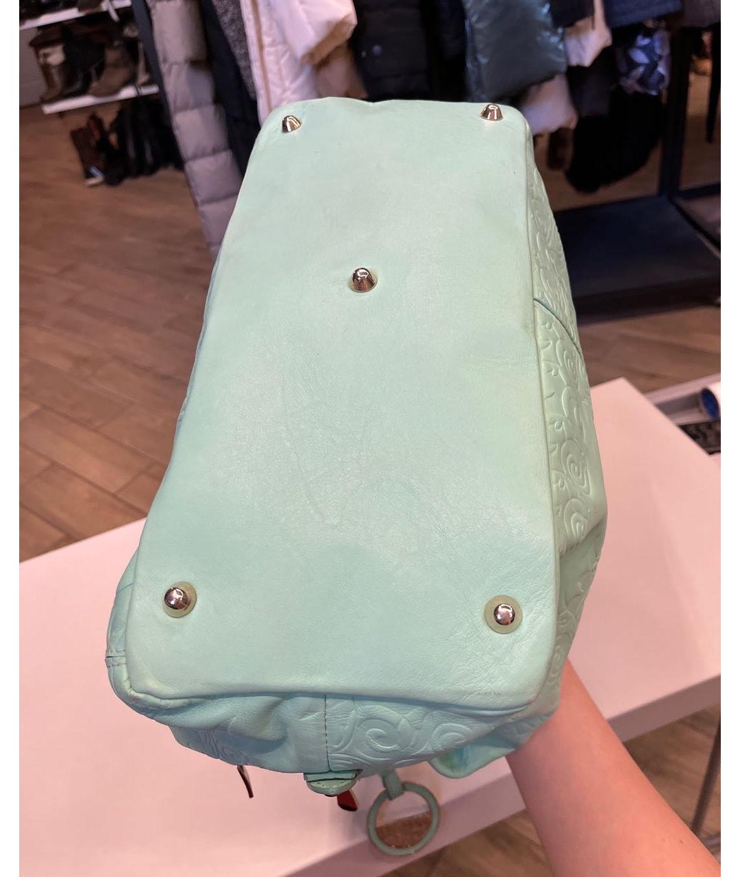 VERSACE COLLECTION Бирюзовая кожаная сумка тоут, фото 6