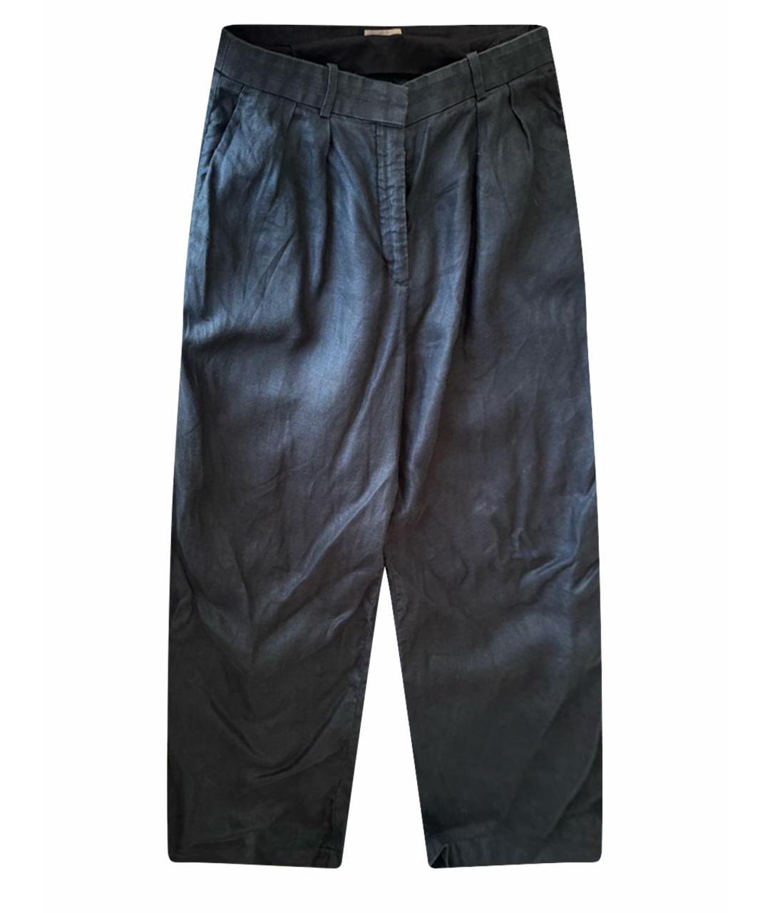 12 STOREEZ Черные льняные брюки широкие, фото 1