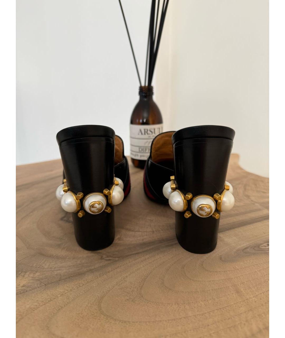 GUCCI Черные кожаные сабо, фото 5