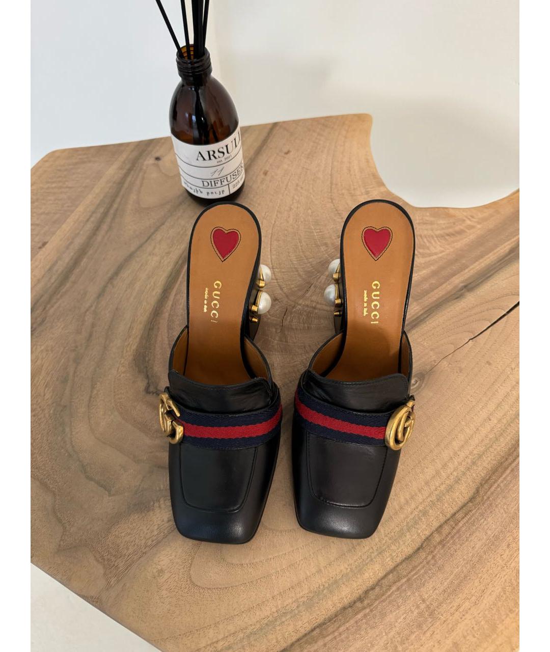 GUCCI Черные кожаные сабо, фото 6