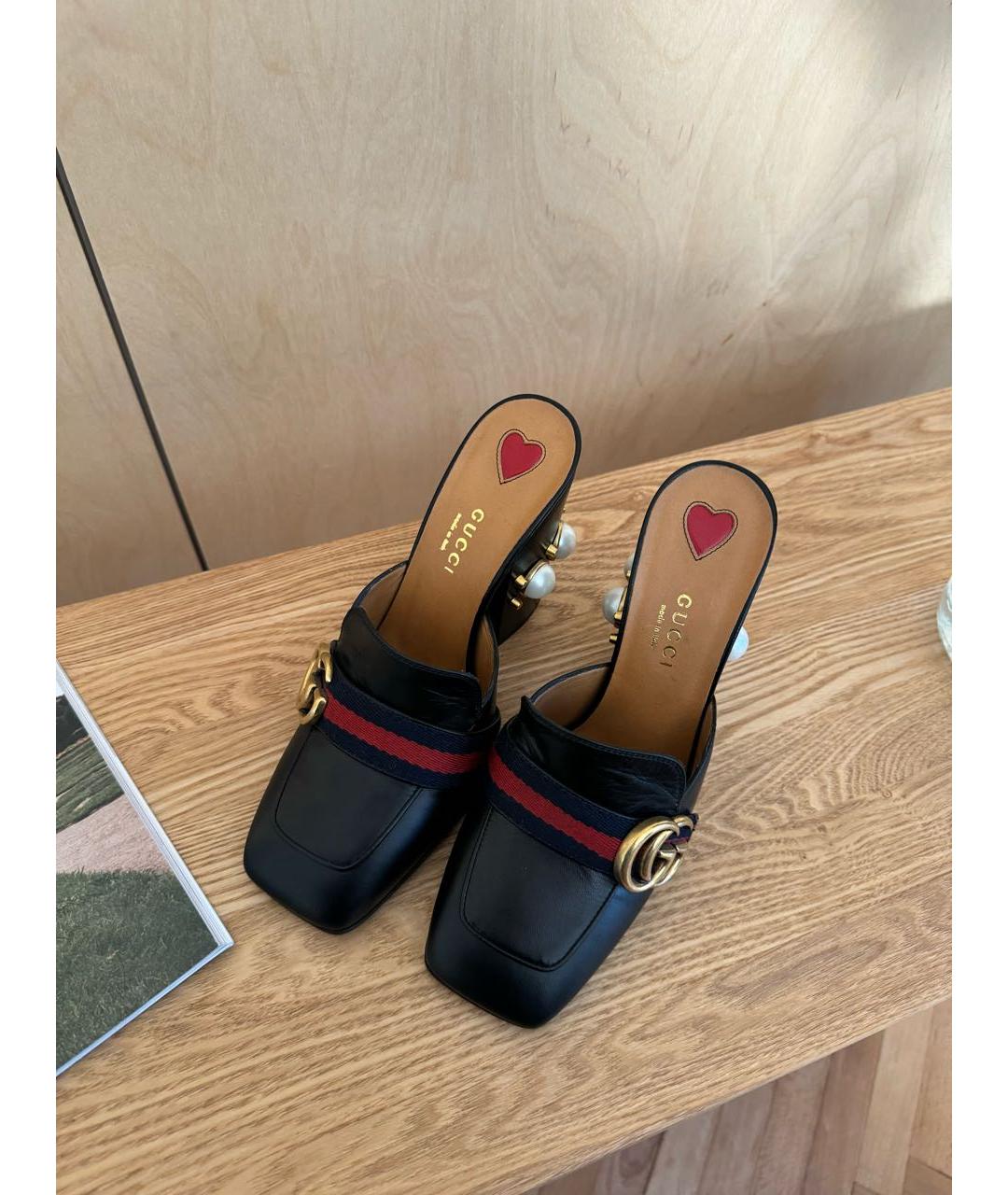 GUCCI Черные кожаные сабо, фото 8